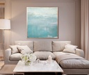 Seascape painting on canvas, teal blue large original wall art