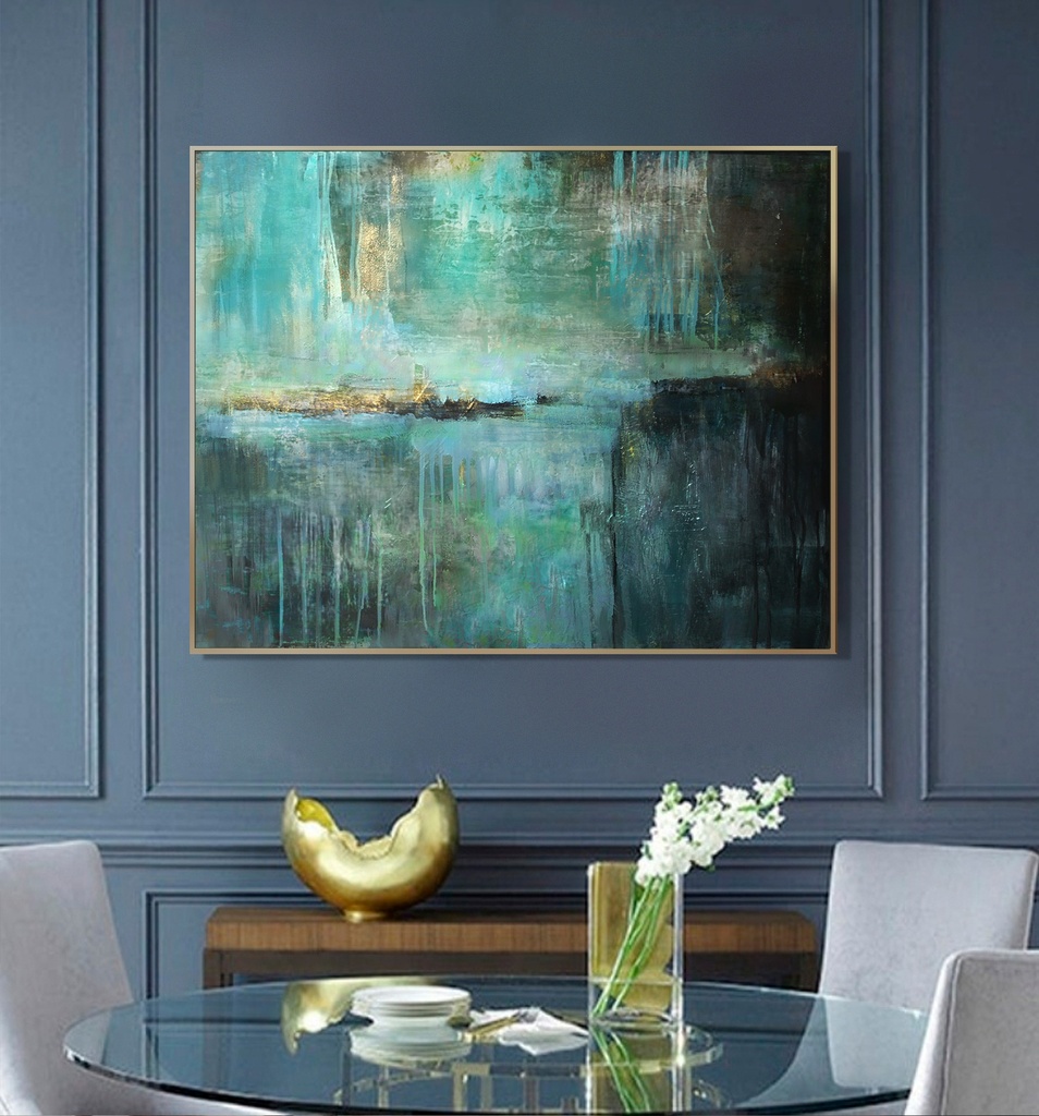 Panoramic long canvas art, original modern abstract painting