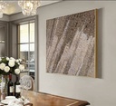 Geometric mosaic wall art with low-contrast brown and beige tones