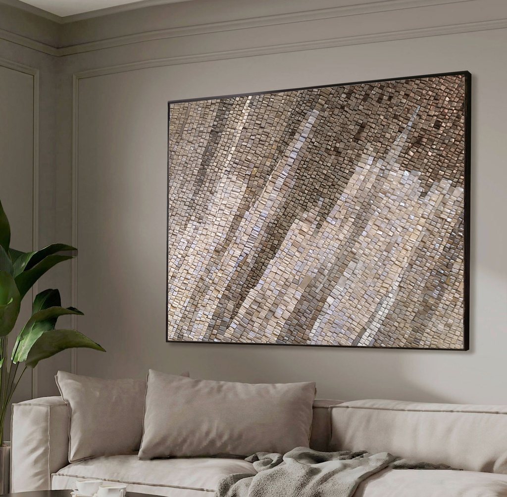Geometric Brown Mosaic Wall Art – Neutral, Customizable Modern Design